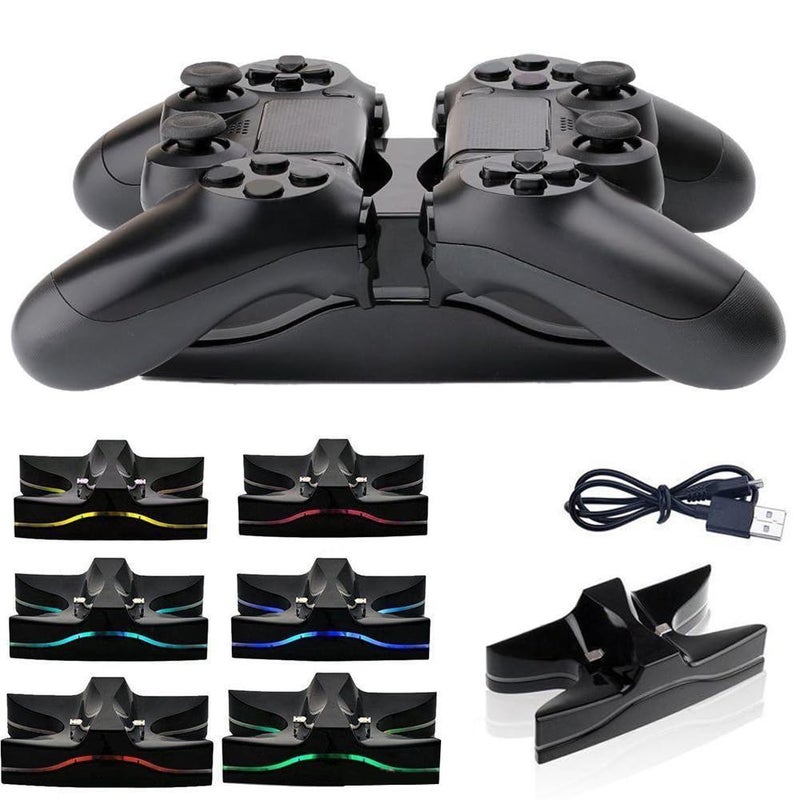 KlsyChry Dual Controller Charger Dock Station for PS4, Blue LED Charger Stand for PS4 Controller Dualshock 4 Charging Dock - Image 2